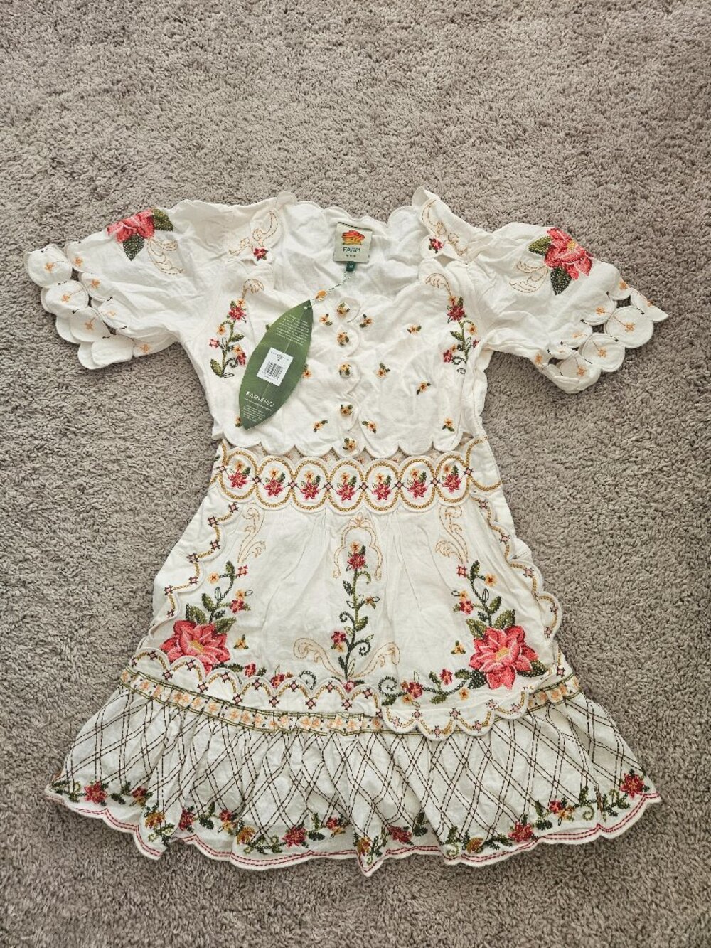 Farm Rio Embroidered Flower Dress XS
